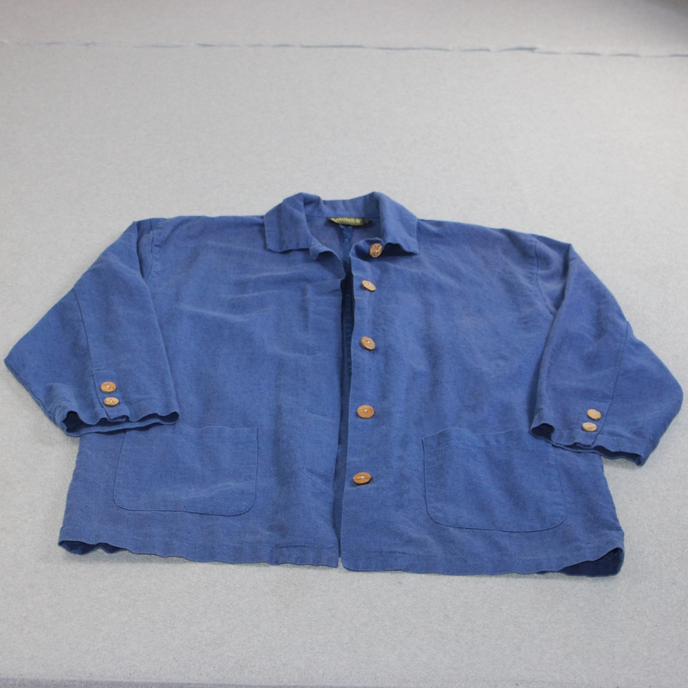 Vintage Timberland Weathergear Jacket Women Large Blue Linen Cotton Lagenlook